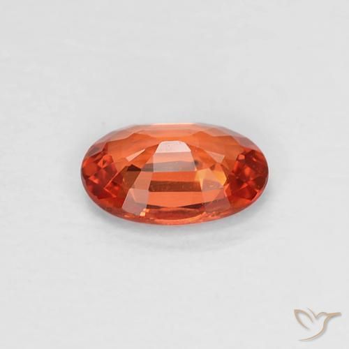 Zafiro Roja Anaranjada natural de 0.46 ct, Ovalada, VVS