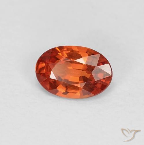 0.49ct Natural Roja Anaranjada Zafiro, Ovalada, VVS