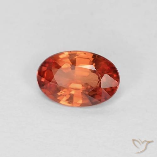0.46ct Natural Roja Anaranjada Zafiro, Ovalada, VVS