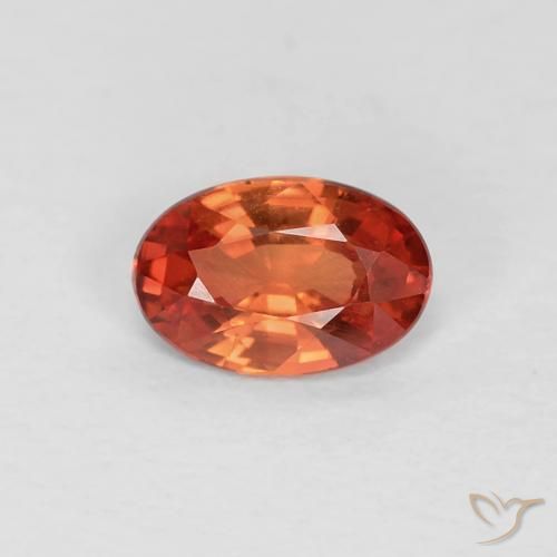 Zafiro Roja Anaranjada natural de 0.46 ct, Ovalada, VVS