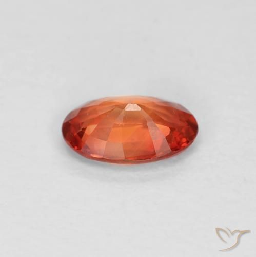 Zafiro Roja Anaranjada natural de 0.46 ct, Ovalada, VVS