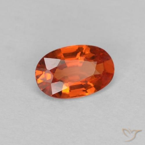 Zafiro Naranja rojizo natural de 0.46 ct, Ovalada, VVS