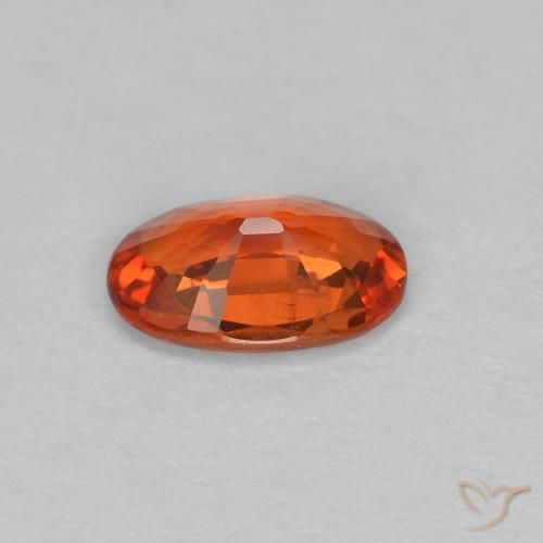 Zafiro Naranja rojizo natural de 0.46 ct, Ovalada, VVS