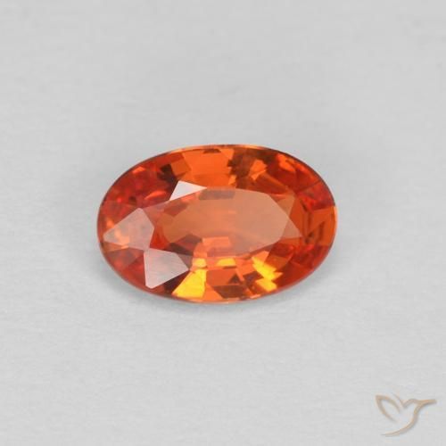 Zafiro Naranja rojizo natural de 0.45 ct, Ovalada, VVS