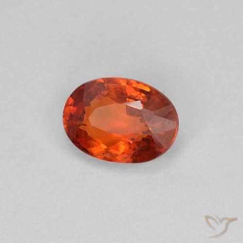 Zafiro Naranja fuego natural de 0.63 ct, Ovalada, VS