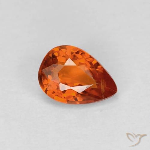 0.60ct Natural Naranja medio Zafiro, En forma de pera, VVS-VS
