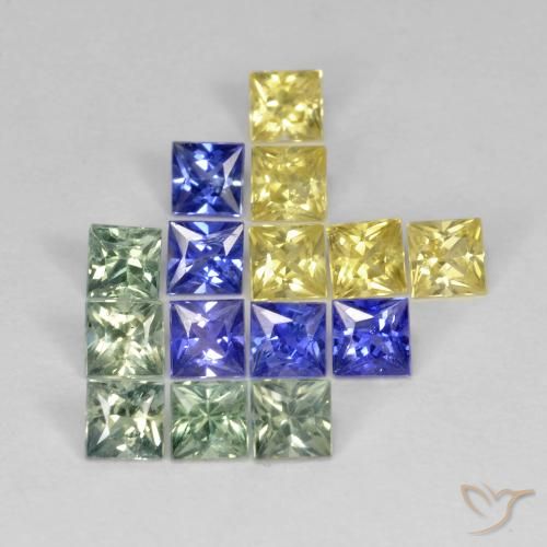 2.75ctw Natural Multicolor Zafiro, Cuadrado, VS