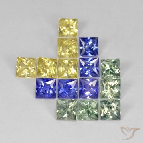 Gemas de Zafiro Multicolor natural de 2.75 ct, Cuadrado, VS