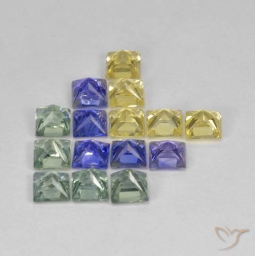 Gemas de Zafiro Multicolor natural de 2.75 ct, Cuadrado, VS