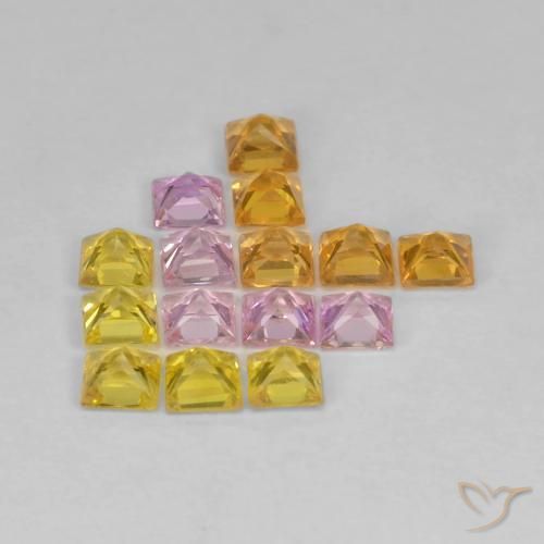 Gemas de Zafiro Multicolor natural de 1.92 ct, Cuadrado, VS