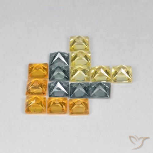 Gemas de Zafiro Multicolor natural de 4.52 ct, Cuadrado, VS
