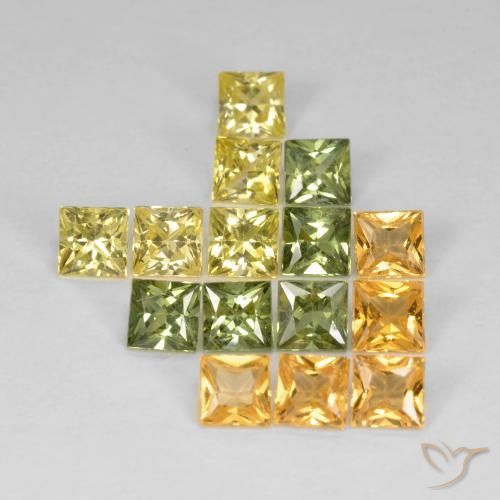 Gemas de Zafiro Multicolor natural de 3.65 ct, Cuadrado, VS