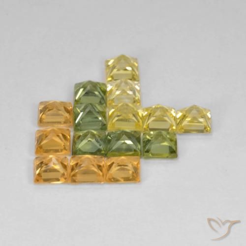 Gemas de Zafiro Multicolor natural de 3.65 ct, Cuadrado, VS