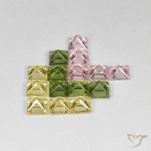 Gemas de Zafiro Multicolor natural de 3.68 ct, Cuadrado, VS