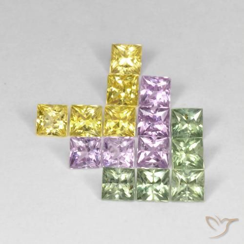 Gemas de Zafiro Multicolor natural de 3.40 ct, Cuadrado, VS
