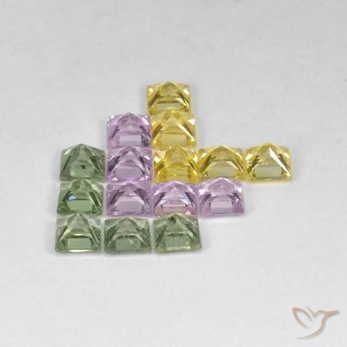 Gemas de Zafiro Multicolor natural de 3.40 ct, Cuadrado, VS