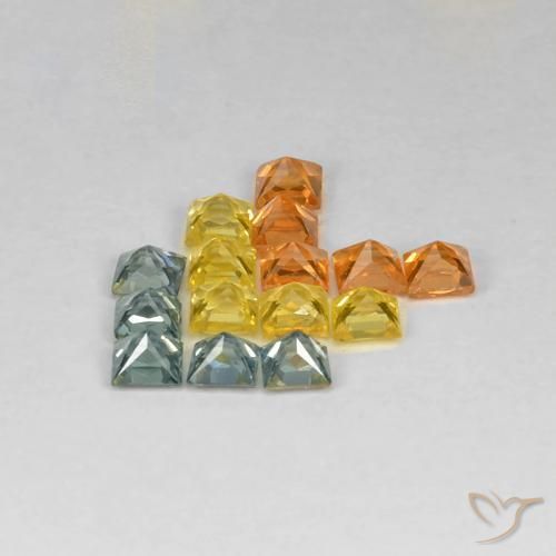Gemas de Zafiro Multicolor natural de 1.99 ct, Cuadrado, VS