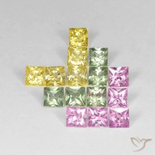 2.93ctw Natural Multicolor Zafiro, Cuadrado, VS