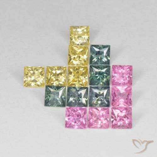 Gemas de Zafiro Multicolor natural de 4.26 ct, Cuadrado, VS