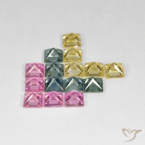 Gemas de Zafiro Multicolor natural de 4.26 ct, Cuadrado, VS