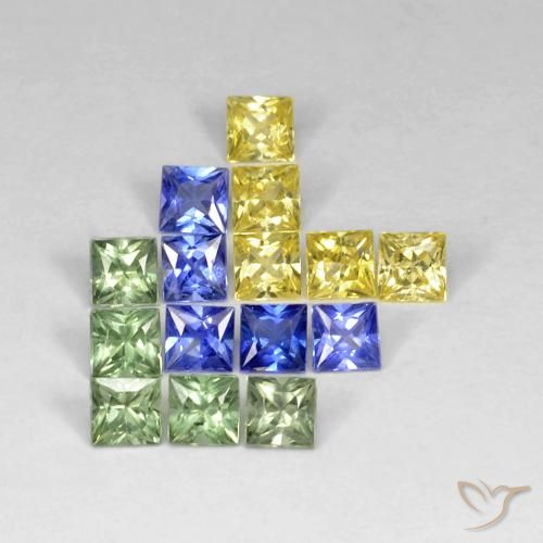 2.99ctw Natural Multicolor Zafiro, Cuadrado, VS