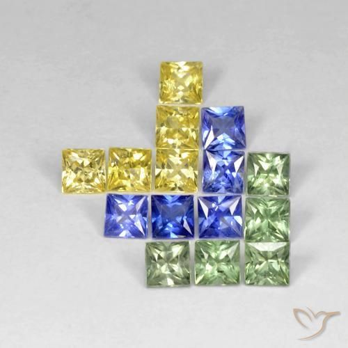 Gemas de Zafiro Multicolor natural de 2.99 ct, Cuadrado, VS