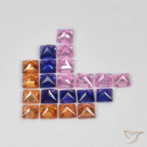 Gemas de Zafiro Multicolor natural de 1.53 ct, Cuadrado, VS