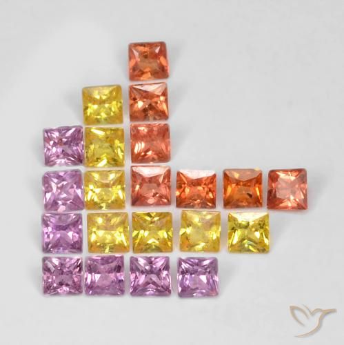 1.62ctw Natural Multicolor Zafiro, Cuadrado, VS