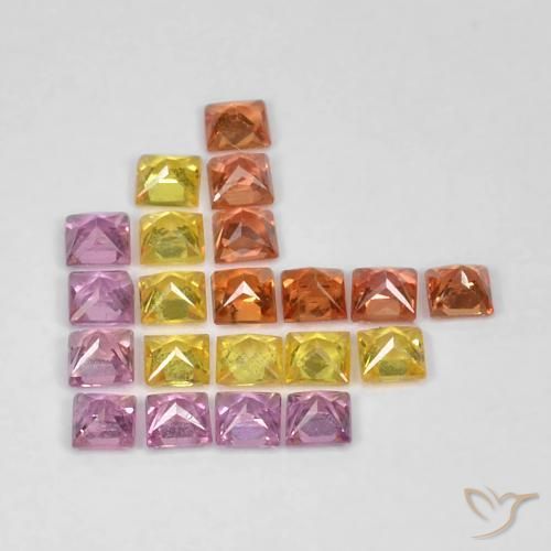 Gemas de Zafiro Multicolor natural de 1.62 ct, Cuadrado, VS