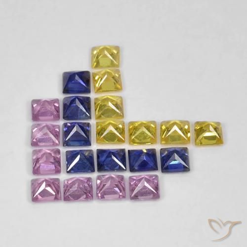 Gemas de Zafiro Multicolor natural de 1.66 ct, Cuadrado, VS