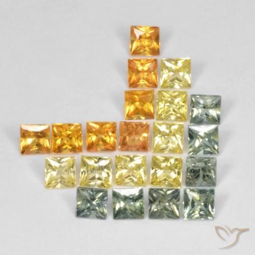 Gemas de Zafiro Multicolor natural de 3.07 ct, Cuadrado, VS