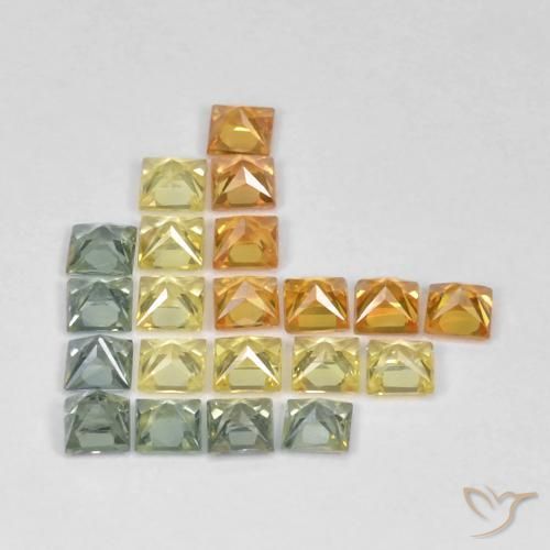 Gemas de Zafiro Multicolor natural de 3.07 ct, Cuadrado, VS