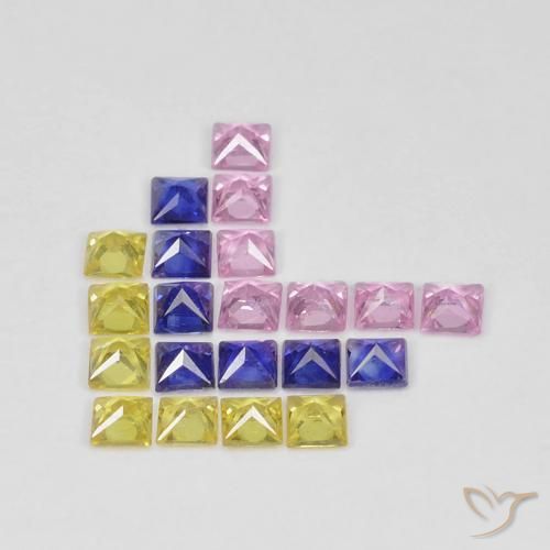 Gemas de Zafiro Multicolor natural de 1.66 ct, Cuadrado, VS