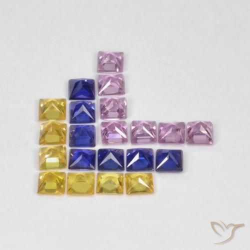 Gemas de Zafiro Multicolor natural de 1.53 ct, Cuadrado, VS