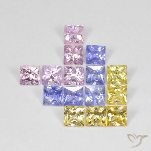 2.72ctw Natural Multicolor Zafiro, Cuadrado, VS