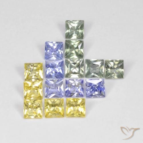 2.72ctw Natural Multicolor Zafiro, Cuadrado, VS