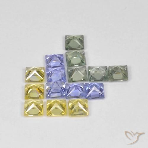 Gemas de Zafiro Multicolor natural de 2.72 ct, Cuadrado, VS