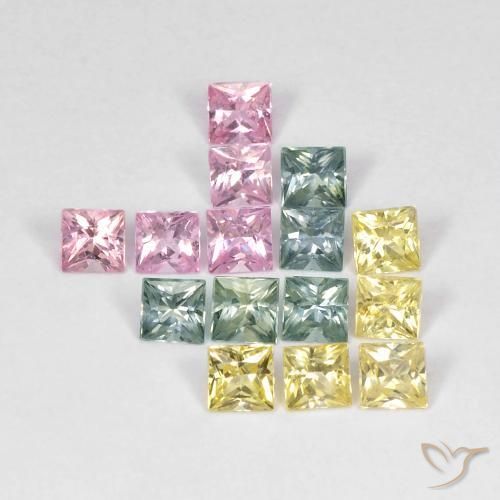 Gemas de Zafiro Multicolor natural de 2.66 ct, Cuadrado, VS