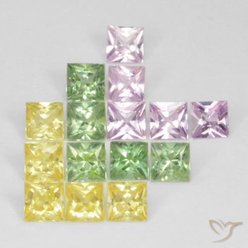 2.87ctw Natural Multicolor Zafiro, Cuadrado, VS