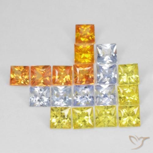 Gemas de Zafiro Multicolor natural de 2.88 ct, Cuadrado, VS