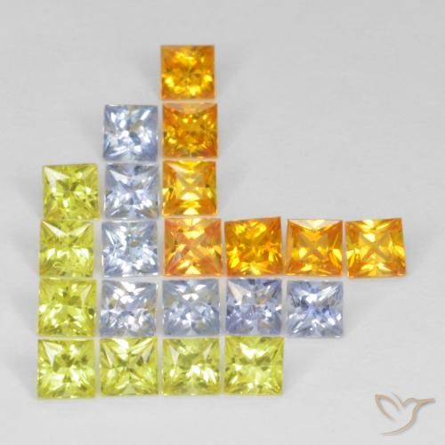 3.62ctw Natural Multicolor Zafiro, Cuadrado, VS