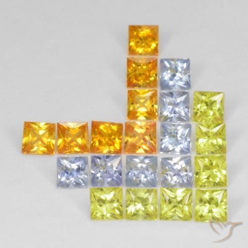 Gemas de Zafiro Multicolor natural de 3.62 ct, Cuadrado, VS