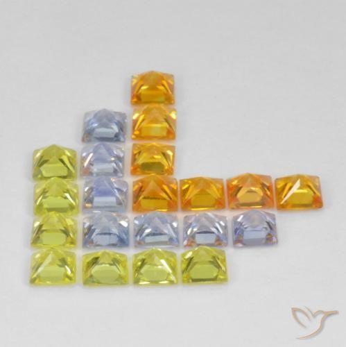 Gemas de Zafiro Multicolor natural de 3.62 ct, Cuadrado, VS