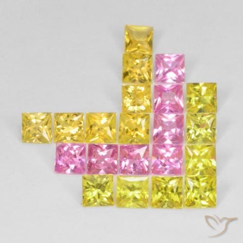 Gemas de Zafiro Multicolor natural de 3.24 ct, Cuadrado, VS