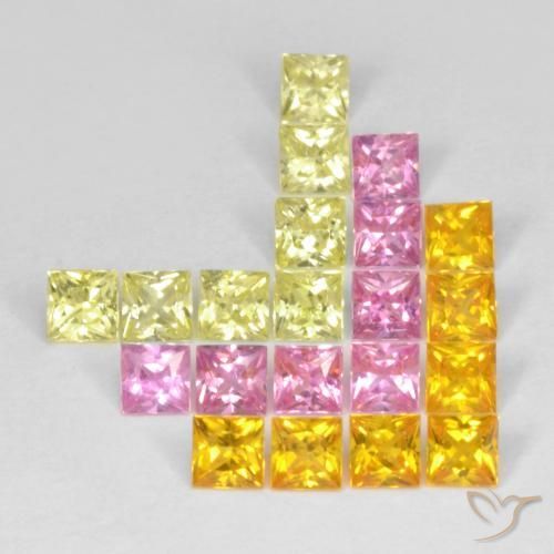 Gemas de Zafiro Multicolor natural de 3.39 ct, Cuadrado, VS