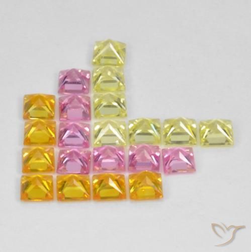 Gemas de Zafiro Multicolor natural de 3.39 ct, Cuadrado, VS