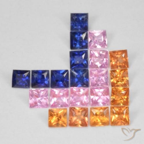 Gemas de Zafiro Multicolor natural de 1.49 ct, Cuadrado, VS