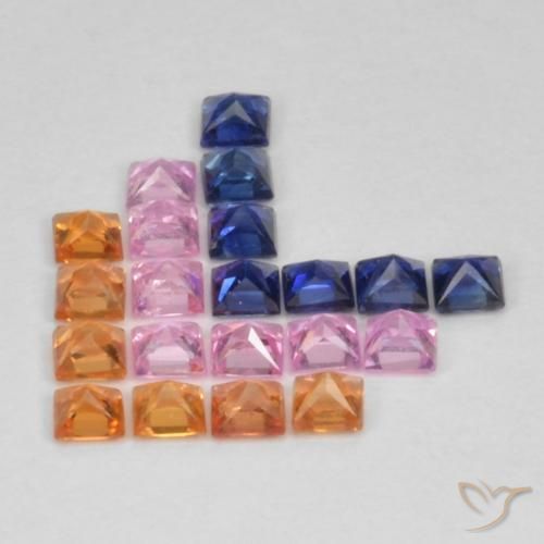 Gemas de Zafiro Multicolor natural de 1.49 ct, Cuadrado, VS