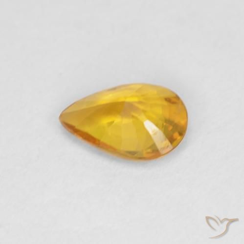 Zafiro Dorado natural de 0.45 ct, En forma de pera, VVS-VS