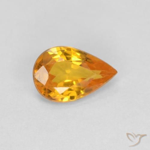 Zafiro Dorado naranja intenso natural de 0.48 ct, En forma de pera, VVS-VS
